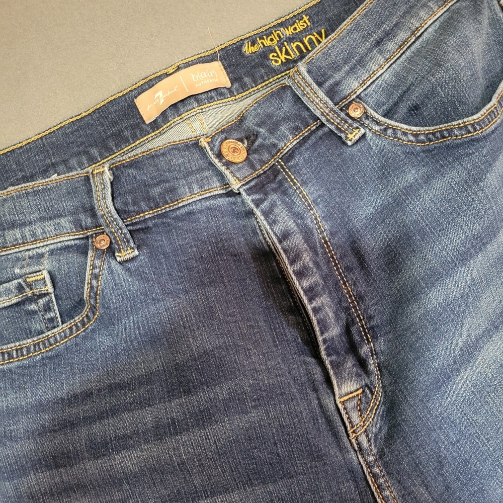 7 For All Mankind The High Waist Skinny B(air) Authentic Blue Jeans Size 30